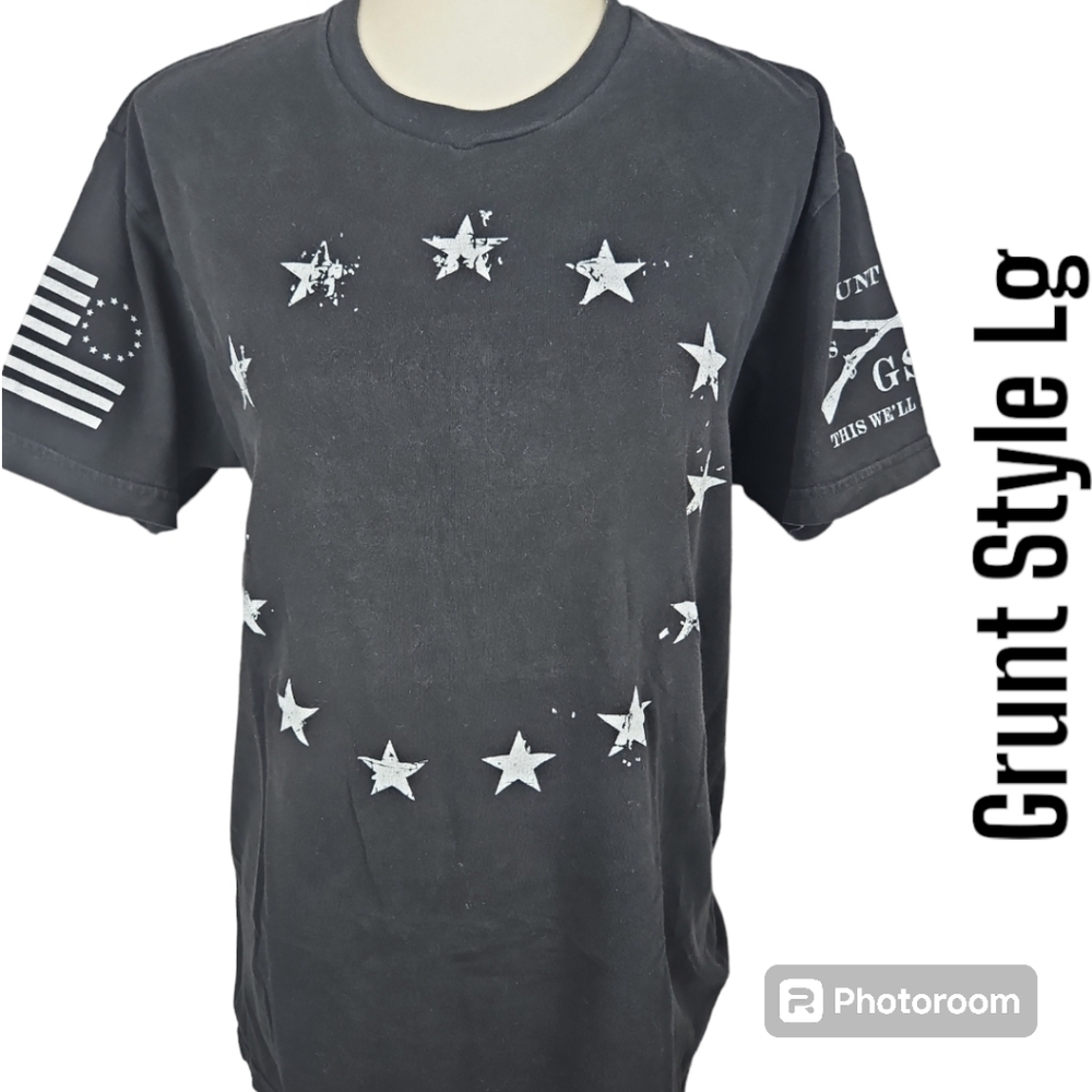 Grunt Style This We’ll Defend Tee USA Made Large 100% Cotton Black VGUC